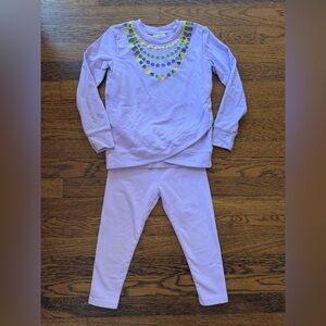 Yellow Lamb Mardi Gras Top and Leggings Set size 4